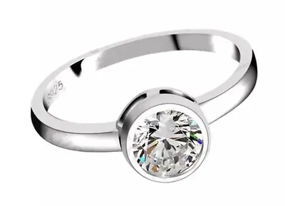 Ladies 925 Silver With Cz Stone Ring Size 6 • £12.99