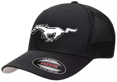 Ford Mustang Running Horse Logo Design Flexfit 6511 Trucker Hat Cap • $20