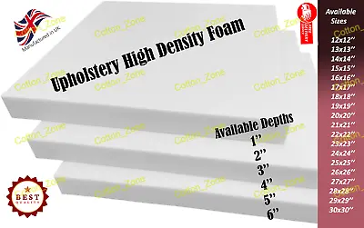 Upholstery Foam High Density Sofa Seat Pads Cushions All Kind Of Sitting Needs • £8.99