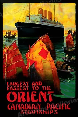 1920s Canadian Pacific Steamship To The Orient Vintage Travel Poster - 24x36 • $25.95