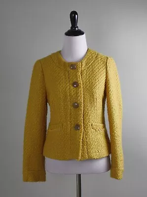 J.CREW $178 Yellow Lined Woven Wool Dressy Darling Jacket Top Size 2 • $39.99