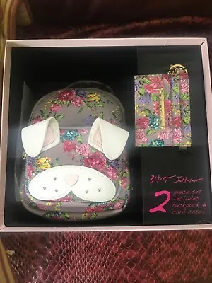 Betsey Johnson Kitsch Dog Floral Women’s Mini Backpack Card Case • $50