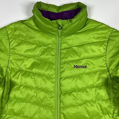 Mens Marmot 700 Fill Down Puffer Jacket Size Large Green Full Zip Outdoor Snow • $52