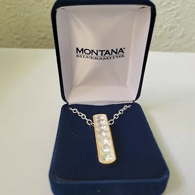 MONTANA SILVERSMITHS Crystal Shine CZ's Hanging Bar W/ Silver Necklace NC1133 • $38