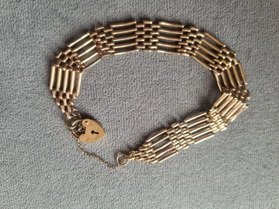 £200 • Buy ASJ 9 Ct Gold Five Bar Gate Bracelet 6 Gms