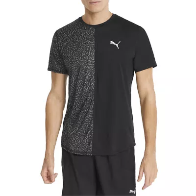 Puma Graphic Crew Neck Short Sleeve Running T-Shirt Mens Black Grey Athletic To • $12.99