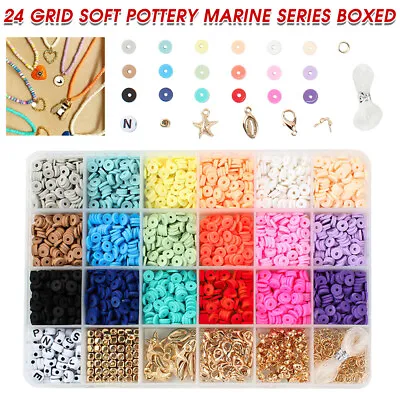 £9.99 • Buy UK 1Set Flat Polymer Clay Beads Spacer For DIY Bracelets Jewelry&Making Finding