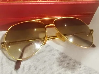 $499 • Buy Vintage Cartier Vendome Laque Sunglasses Size 59-14 Original Brown Lenses