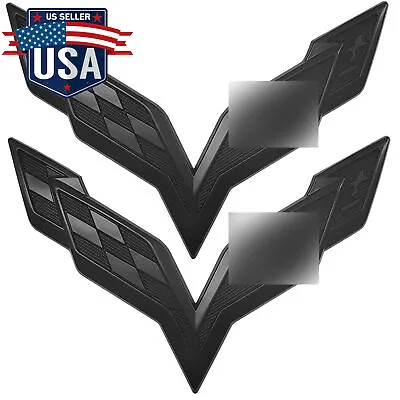 2x Black Front&Rear Crossed Flags Emblem For Corvette C7 Badge 2014-2019 DECAL • $19.99