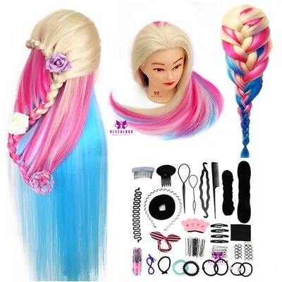 £17.99 • Buy 26-29  Styling Head Doll Hair Training Head Hairdressing + Braiding Clamp Set UK