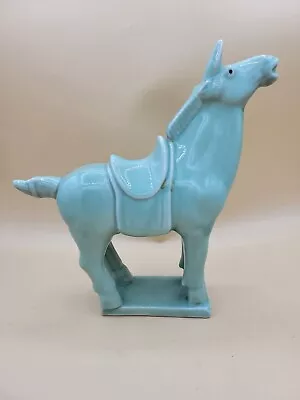 £25.14 • Buy Vintage Chinese Ceramic War Horse Tang Dynasty Style Sancai Blue Glaze Figurine
