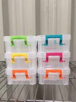 £10.75 • Buy 6x 0.3L Plastic Storage Tub Boxes With Clip On Lids Paper Clip Tubs Office 