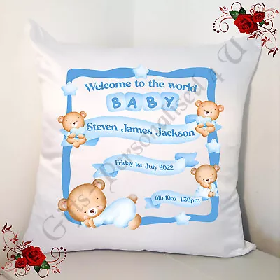 Personalised 18  Cushion - New Born Baby Gift - Baby Bears - Design 21 • £15.99