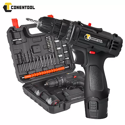 Portable 12V Cordless Drill Set W/ 2 Battery + Charger +34 Accessory +Carry Case • £18.99