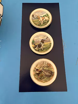 (3) MYOTT Coaster Or Trinket Dishes ~ Hunting Scenes W/ Dogs Spaniels + Quail • $32