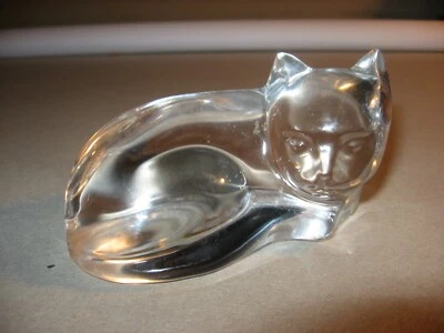 $19.99 • Buy Val St. Lambert Made In Belgium Crystal Laying Cat Figurine Paperweight