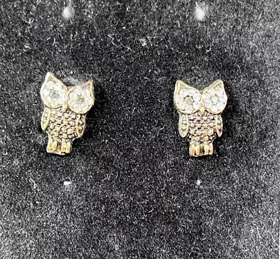 Stud Rhinestone Owl Bird Earrings Goth Mid Century Retro Boho Pierce 0.50  • $9.99