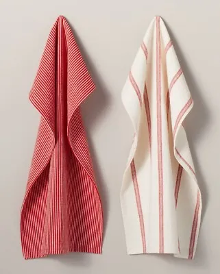 Hearth & Hand With Magnolia 2-Ct Holiday Stripe Kitchen Towel Set - Red/Cream • $16.99