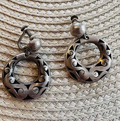 Navajo Designer Hand Made JGJ 925 Stamp Sterling Silver Earrings Vintage • $44