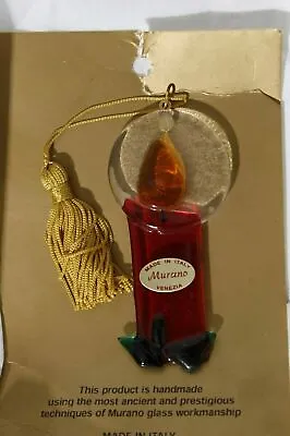 Murano Venezia Handmade Art Glass Christmas Ornament Candle Made In Italy • $24.95