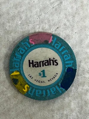 Vintage Las Vegas Harrah's $1 One Dollar Poker Chip • $4.99