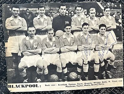 Signed X2 Blackpool FC 1950s FA Cup Final 1953  Bill Perry + Football Team Group • £6.99