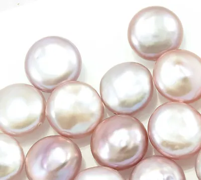Dusty Oyster Pink Coin Flat Round Disc Cultured Freshwater Loose Pearls AA • £8.61