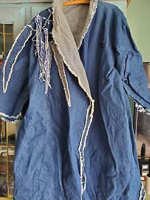 Vintage Studio Denim Fringe Coat One Size Fits All LIDA JEANS  Heavy Denim • $35