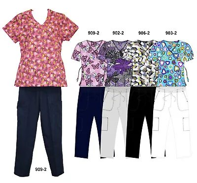 Women's Medical Scrubs Sets Tops Pants Work Uniforms S-XL (900) • $4.99