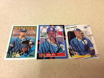 Lot Of 3 1988 Seattle Mariners Mike Campbell Autographed Baseball Cards • $10