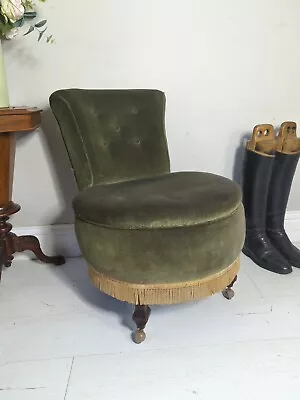 Antique Button Back Nursing Chair Library Bedroom Chair Delivery Available  • £245