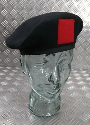 Genuine Military Spec Uniform Dress Wool Beret H&S Black Red Patch Size 58cm • £9.99