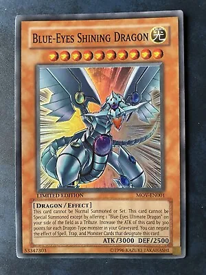 Yugioh Card Blue-Eyes Shining Dragon MOV-EN001 Super Rare Limited Edition • £25