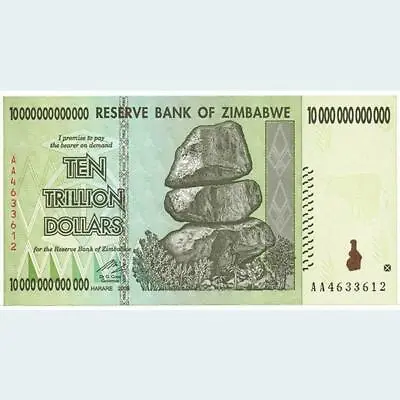 Zimbabwe 10 Trillion Dollars 2008 P-88 Banknotes UNC AA Prefix • £13.25