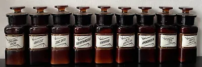 ANTIQUE AMBER APOTHECARY BOTTLES ~ LABEL UNDER GLASS ~ W.T. Co Whitall Tatum ~ 9 • $149.99