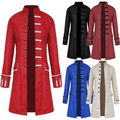 Retro Mens Gothic Steampunk Military Parade Jacket Cardigan Outwear Coat S-4XL • $9.01