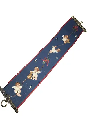 Needlepoint Angel Cherub Bell Pull 29  X 5 1/2  Vintage  • $34.19