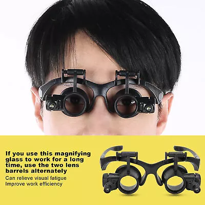 2 5X25X LED Headband Magnifier HeadMounted With 16pcs Lens For Reading Repairing • $19.80