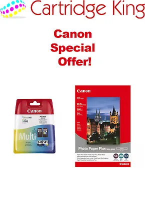 Canon PG-540 / CL-541 Ink Cartridge Combo Pack + Canon SG-201 Photo Paper 4x6in  • £44.99