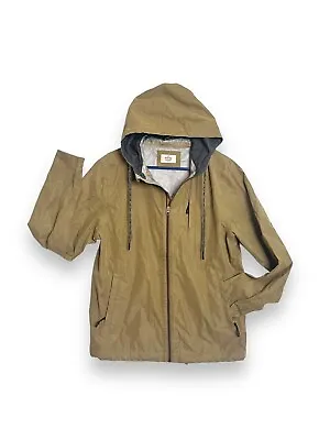MARINE LAYER Rain Coat Hooded Zip Front Jacket Tan Khaki Women’s M • $29.95