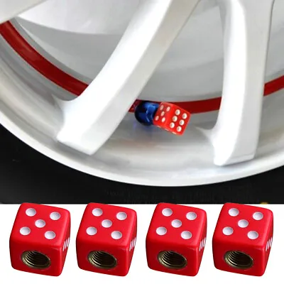 4pcs Red Dice Car Tire Air Valve Stem Cap Wheel Rims Cover Universal Accessories • $5.70