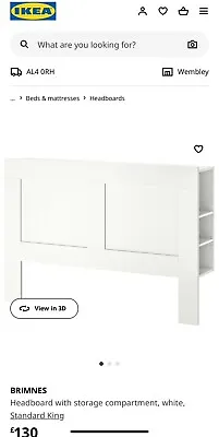 IKEA Brimnes Bed Headboard With Storage Compartment UK King Size RPR £130 • £39