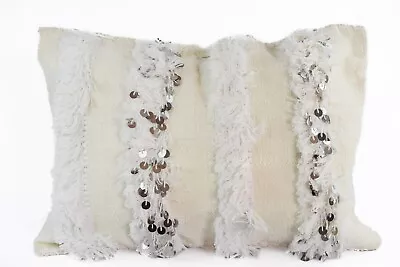 Berber Wedding Cushion Cover Handira Sequins Throw Pillow Moroccan Handira Cover • $49.50