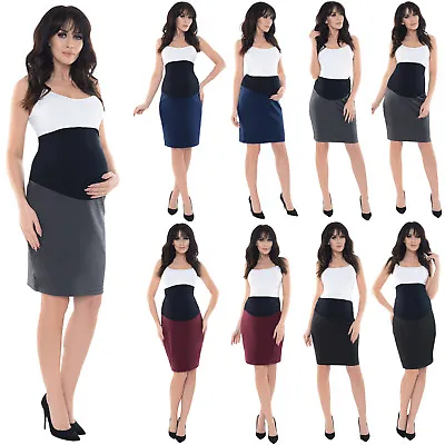 Purpless Maternity Pregnancy Workwear Formal Pencil Elasticated Band Skirt 1504 • £7.99