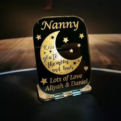 Personalised Mothers Day Gift Valentines Mummy Nanny Nan Gran Granny Gold Mirror • £5.95