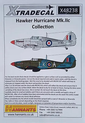 Xtradecal 1/48 X48238 Hawker Hurricane Mk.IIc  Decal Sheet • £9.61