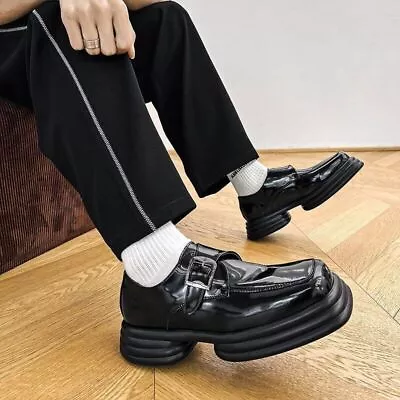 2023 Men's Platform Shoes Spring And Winter Flat Shoes Dress Shoes Square Toe • $86.94