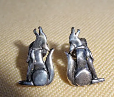 Vintage Sterling Silver Howling Wolf Coyote Dog Stud Earrings Native Signed STC • $14.99