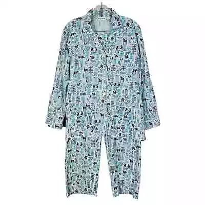 Roller Rabbit Cotton Pajamas Size Medium Nordic Forest Animals Print 2 Piece • $99.95
