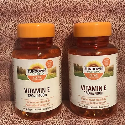 2- Sundown Vitamin E 180 Mg 400 IU Dietary Supplement - 100 Softgels EX 10/28 • $17